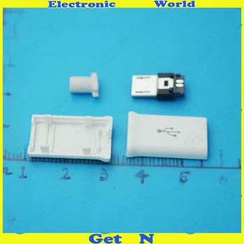 

500sets 4 in 1 Micro usb Male Plug USB B Type Connectors Jack for Samsung Type White