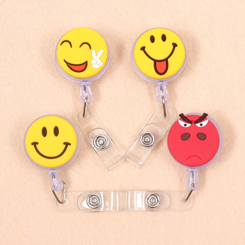 

1 pc Cartoon Emoji Face Retractable Pull Badge Reel ID Lanyard Name Tag Card Badge Holder Reels doctor nurse supplies