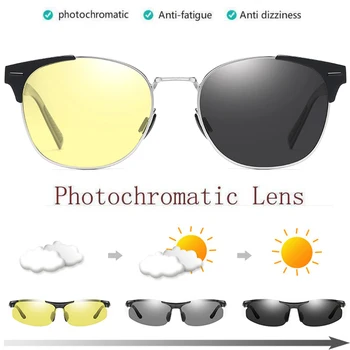 

ZJHZQZ Night Vision Photochromic Polarized Sunglasses Aluminium Magnesium Alloy Frame Driving Goggles High Quality Sunglasses