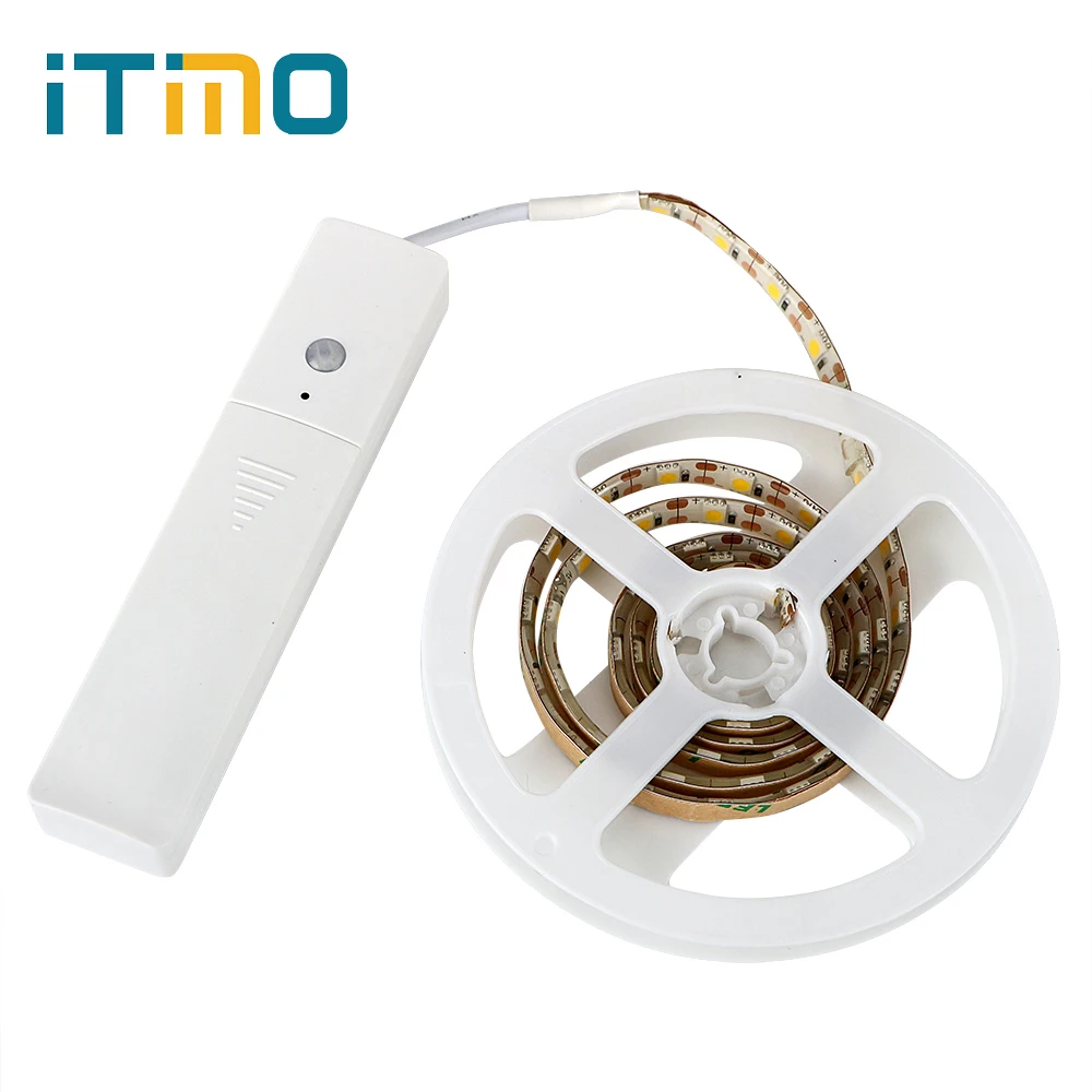 

ITimo 1M LED Strip Light with PIR Motion Sensor DC 5V 60 LEDs Home Lighting Wardrobe Cabinet Lamp LED Night Light Flexible