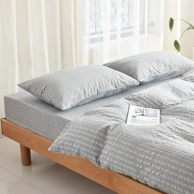 Online Shop Washed Cotton Seersucker Bedding Sets Bed Linen Soft