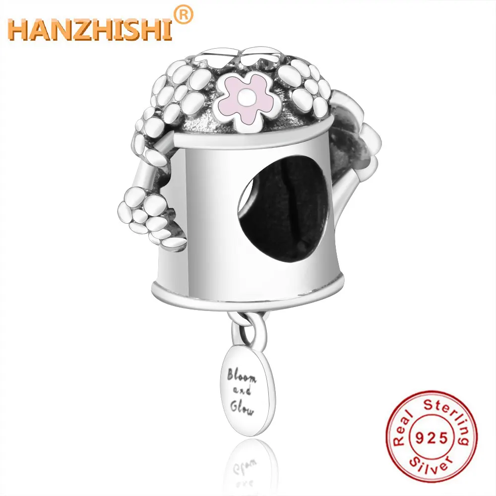 

Blooming Watering Can Charm 100% Real 925 Sterling Silver Blooming Watering Can Bead Fit Original Pandora Charm Bracelet Pendant