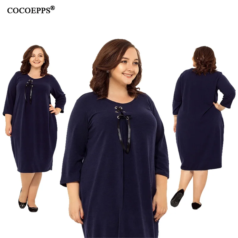 5xl 6xl женское платье большого размера повседневное модное зимнее на шнуровке