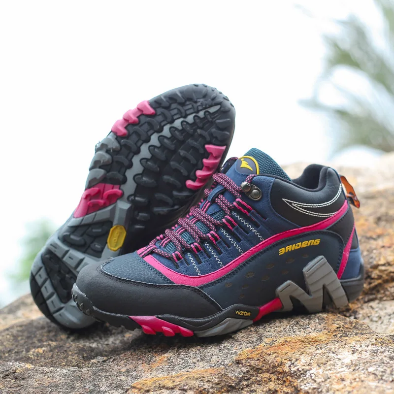 Eu35-46 обувь для альпинизма и пеших прогулок; износостойкая обувь для мужчин и женщин; спортивные кроссовки; нескользящие молодежные ботинки из натуральной кожи - Цвет: blue rose-female