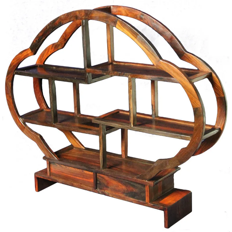 Shengwei Technology Laos red wood antique Ming and Qing plum Shelf multi-compartment treasure My level of Decoration