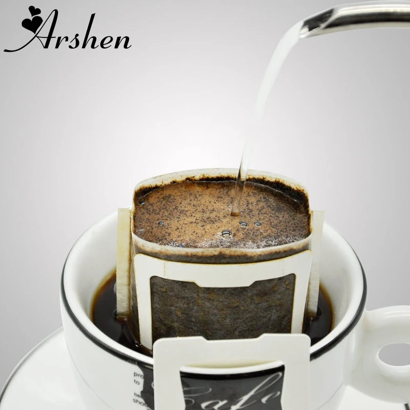 Arshen New 50pcs/Set Portable Drip Coffee Cup Filter Bags Hanging Cup Coffee Filters Tea Tool Home Office Useful Tool
