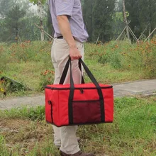 PK-24A: китайский пакет для доставки еды, сумка на плече, 2-сторонняя молния, загрузка сверху, горячая Еда сумки для переноски, крупноузловая сборка 17 L x 1"(Ш) x 10" H