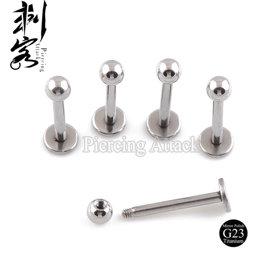 Min. order$10)Free Shipping Wholesale Highly Polished G23 Titanium Body Jewelry 14 Gauge Titanium Labret Lip Ring