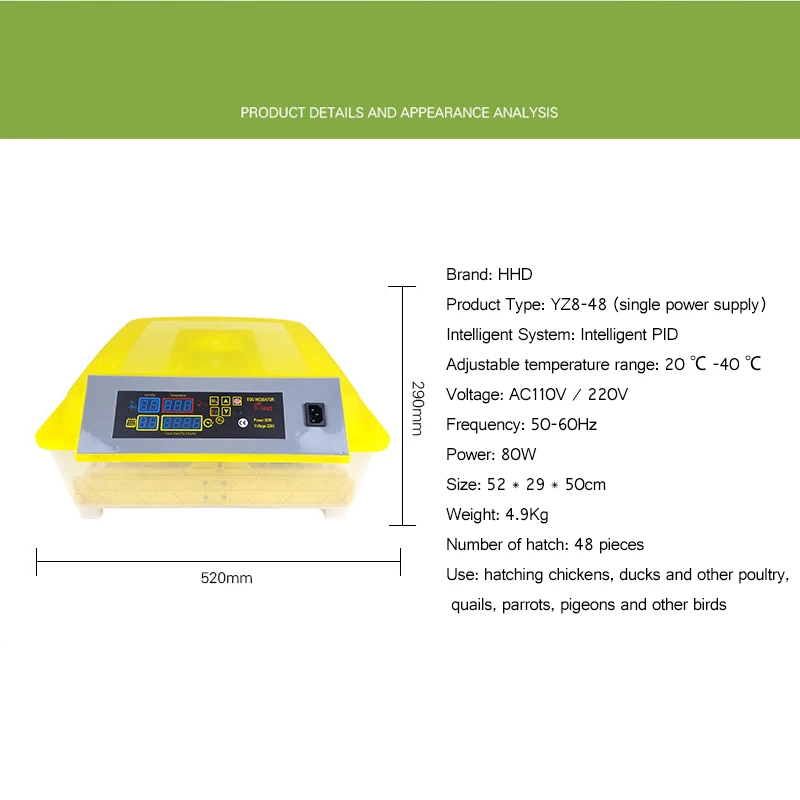Automatic Egg Incubator 48 Digital Clear Egg Turning Temperature Control  Farm Hatchery Machine chicken egg Hatcher Brooder (6)