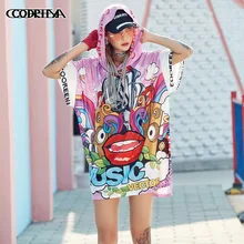 Лето, аниме, Джокер, чудо, Женская длинная футболка с капюшоном, Графический Тройник, Kawaii, Harajuku, корейский хиппи, розовые топы, 90 s