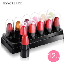 MayCreat, 12 шт., губная помада, матовая, сексуальная, стойкая, водостойкая, с цветком, матовая губная помада, набор, Увлажняющая губная помада для макияжа