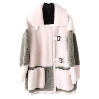 

2020 new winter leisure sheared sheep coats women in composite fur one long fur coat