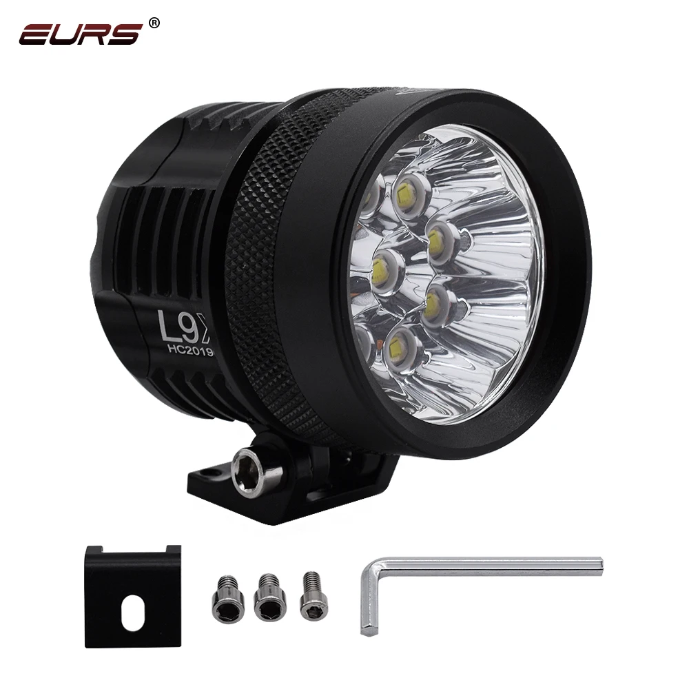 

EURS 2PCS L9X Motorcycle LED Headlight Scooter ATV Moto Headlamp Spotlight 9 LED 6000K Motorbike Head Light Working Lamp 9000lm