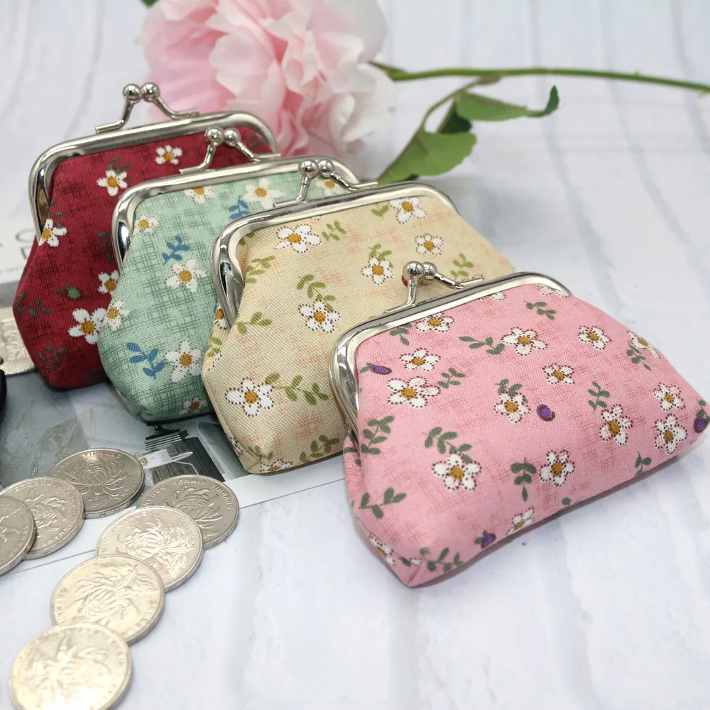 Женский кошелек для монет с цветочным принтом для девочек, кошелек, сумка для мелочи, держатель для ключей на лето