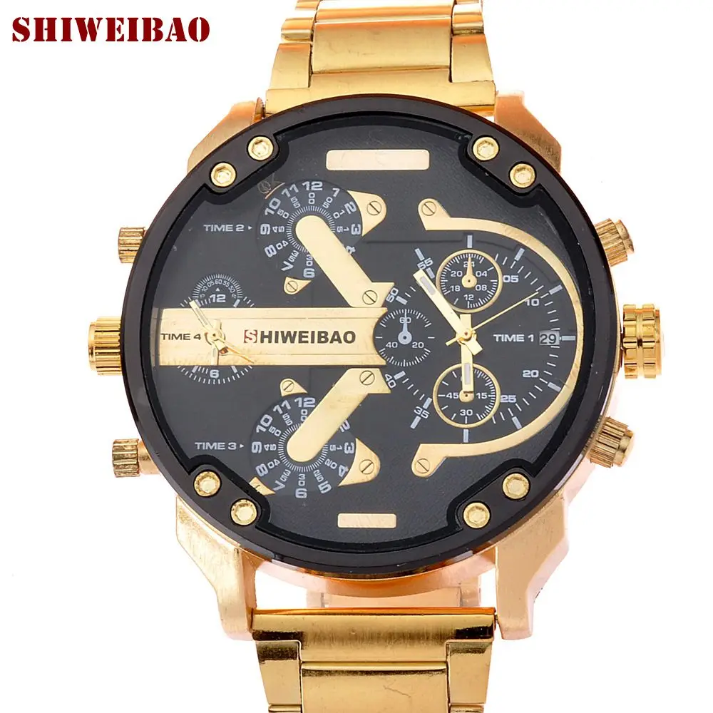 SHIWEIBAO Luxury Watch Men Waterproof Dual Time Display