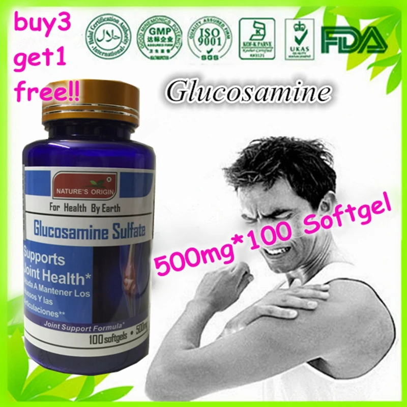 

(Buy 3 Get 1 Free) Glucosamine Sulfate Joint Care and Pain Tablet 500mg X 100 Softgel capsules