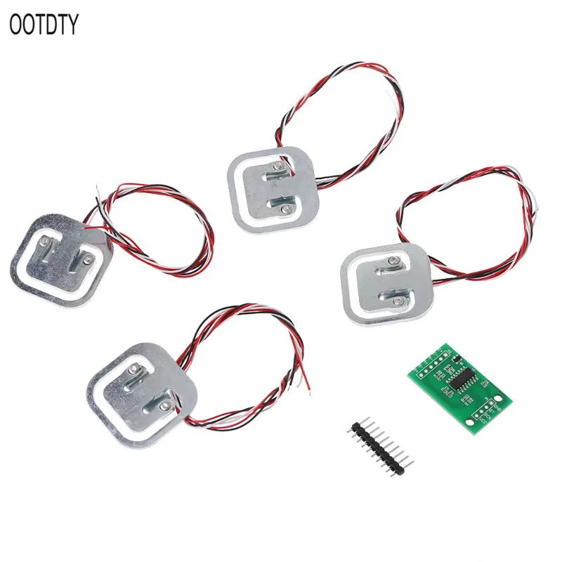 

OOTDTY 4pcs 50kg Human Scale Load Cells & HX711 AD Module Kit Resistance Strain Weight Sensor Measurement Tools