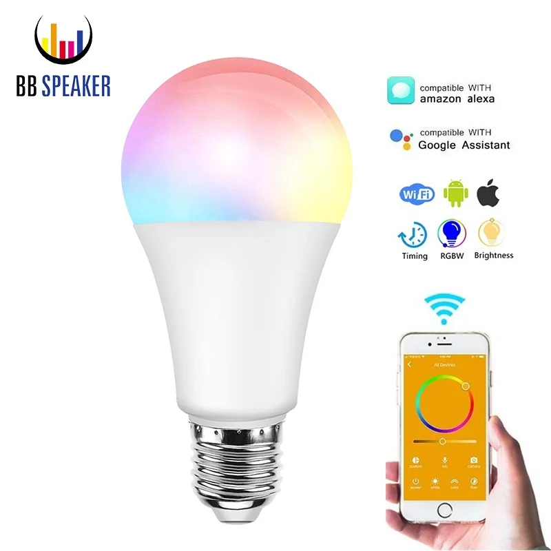 

Led Bulb E27 Smart Wifi Light Bulb Alexa/Google Home 7W APP WIFI Remote Control Smart light Wifi Warm White and RGB Lamp Bedroom