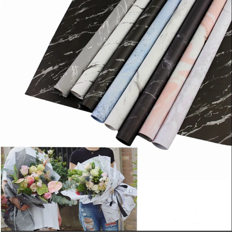 

10 PCS New Marbling Flower Packing Paper Super Thick Kraft Paper DIY Flower Bouquet Packaging Paper Flower Shop Material Supply