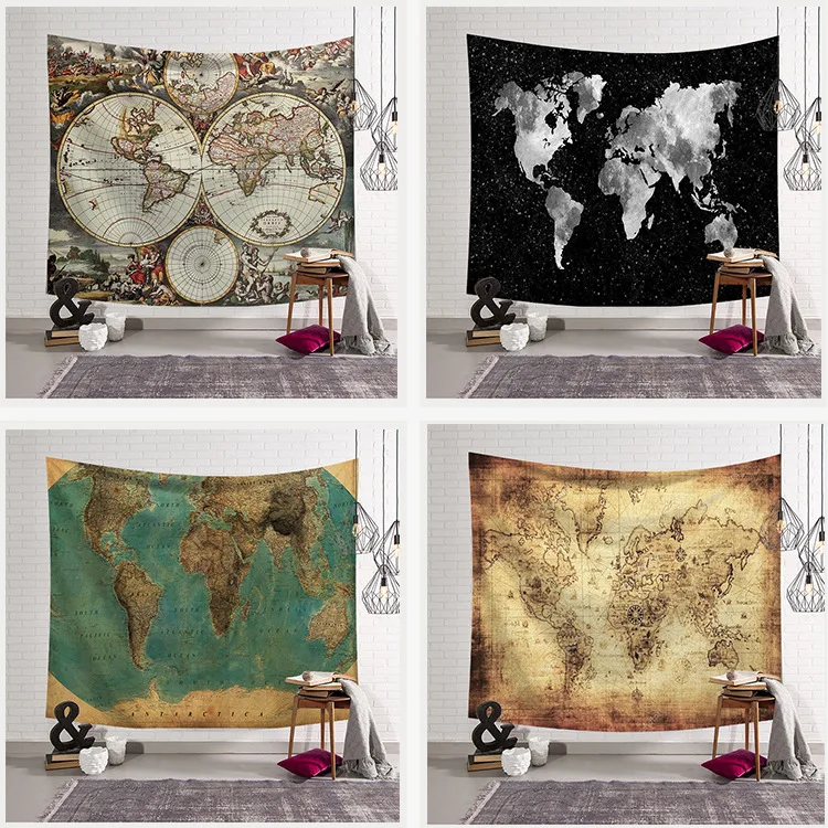Map Series Tapestry Wall Hanging Window Dorm Decor Shabby Chic Historic 100% Polyester Printed Hand Wash | Дом и сад