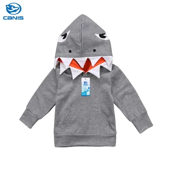 

Casual Toddler Kids Baby Boys Clothing Long Sleeve Shark Hooded Tops Hoodie Pocket Jacket Coat Autumn Winter Outerwear 1-6T