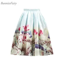 BunniesFairy бренд осень Мори девушка стиль новые дамы цветок лотоса цветочный принт плиссированные юбки длиной до колена XXXL размера плюс