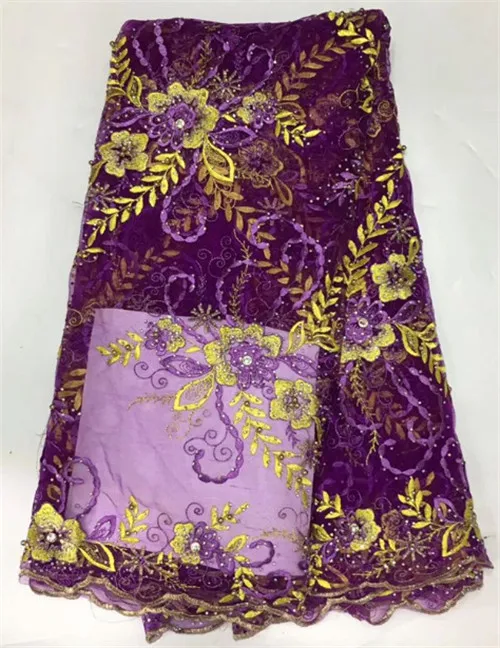 2017 Hot sale Nigeria Style Beaded Fashion Lace Fabric for Garment