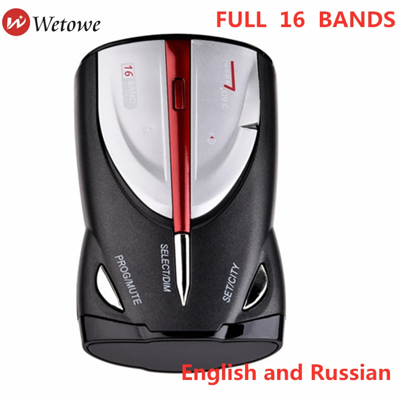 

WETOWE L2 Car Radar Detector V9 FULL 16 BAND (English/Russian ) Voice Alert Alarm Warning LED Display 16 Band Display