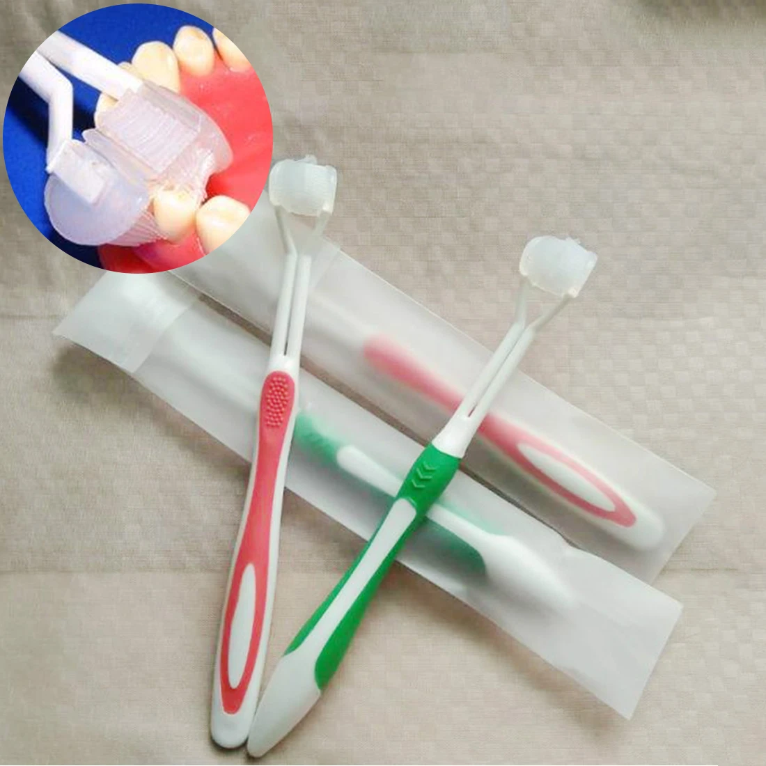Высокое качество мягкий и тонкий 3-сторонняя Зубная щётка ультрадисперсных мягкой щетиной взрослых Глубокий CleansingTooth щетка для здоровья