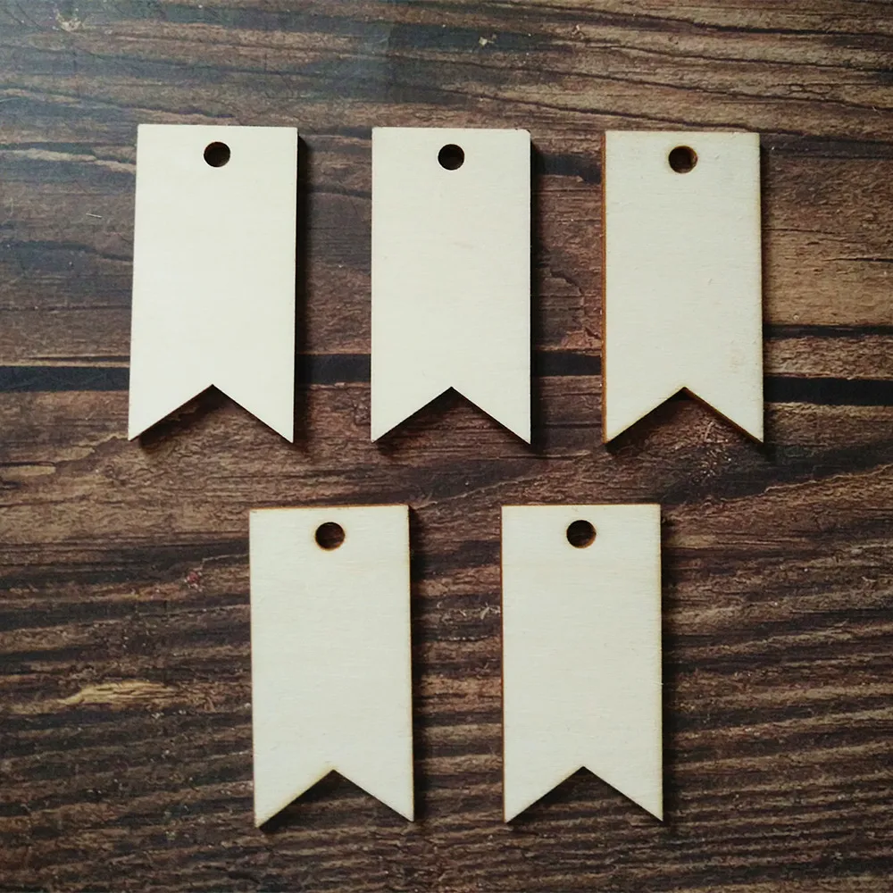 Wooden Blank Gift Tag 64mmx32mm Zigzag Blank Wood Hang Tags Wedding