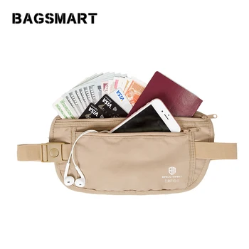 

BAGSMART RFID Waist Bag High Quality Travel Waist Pouch Belt Money Wallet Bags Passport Holders Change Safe Strap