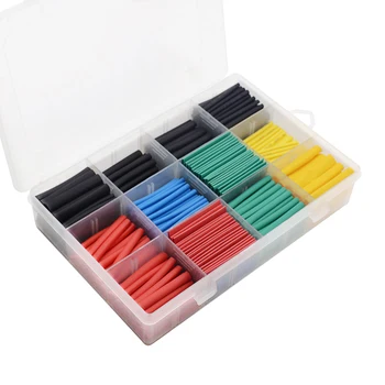 

530pcs/set Heat Shrink Tubing Insulation Shrinkable Tube Assortment Electronic Polyolefin Ratio 2:1 Wrap Wire Cable Sleeve Kit