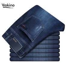 Джинсы мужские повседневные свободные прямые летние тонкие стильные и изысканные летние джинсы брендовая одежда Большие размеры 28-40