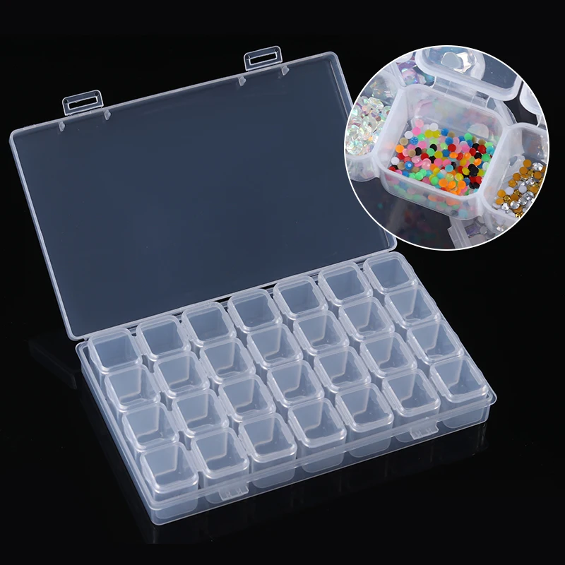 

28 Lots Clear Plastic Empty Nail Storage Box Rhinestone Jewelry Beads Display Storage Box Case Nail Art Accessories Tool
