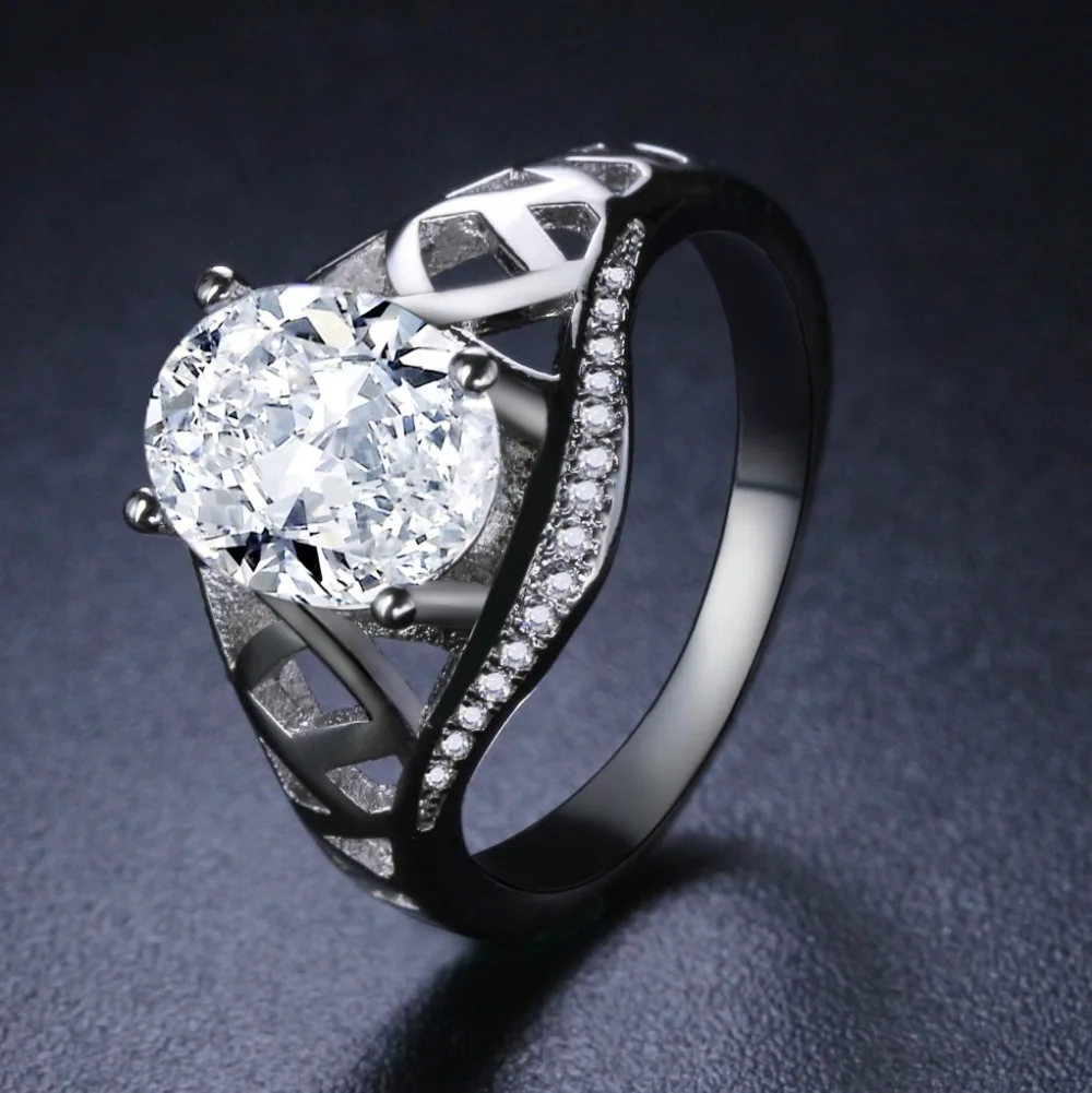 2018 RING Luxury OVAL stone silver color white Gold durable novelty