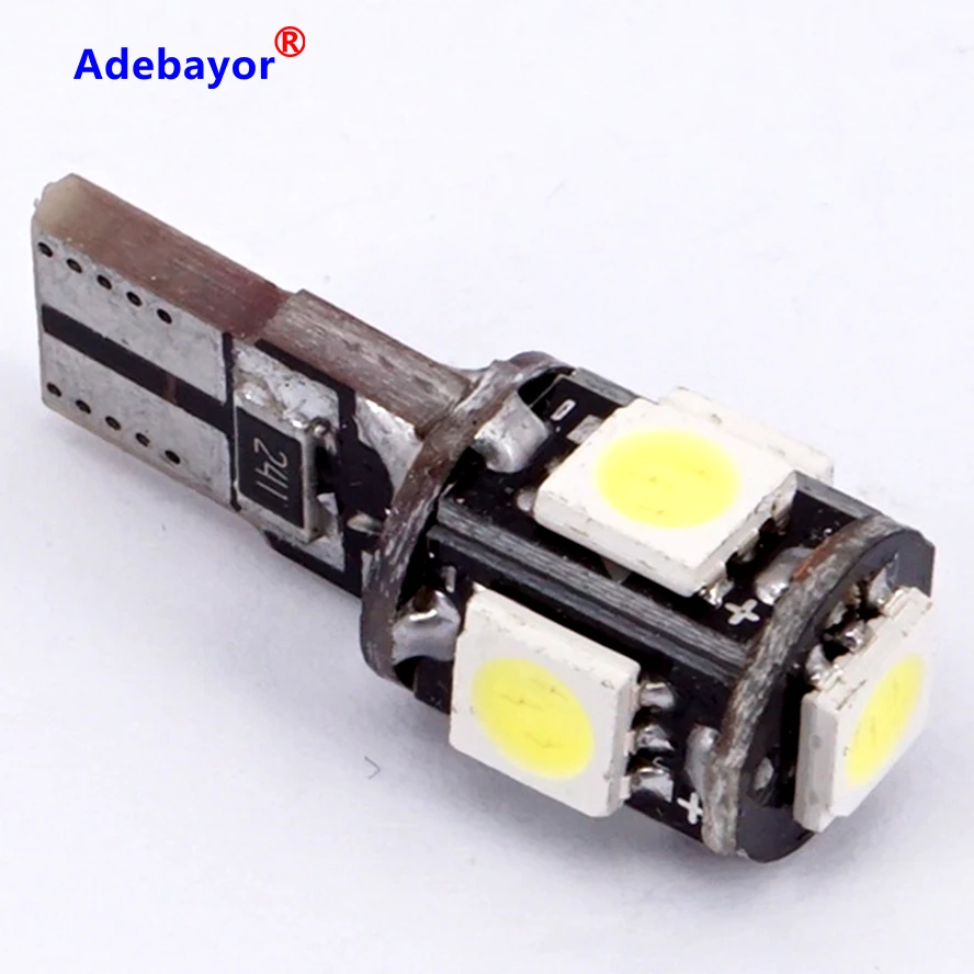 100 шт. T10 194 W5W 5 SMD 5050 Светодиодная лампа CANBUS без ошибок внутренняя автомобильная 1 Вт клиновидная боковая лампа белого, синего, красного, розового, голубого цвета