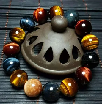

Natural Tiger Eye Bracelet 12mm Beads Jewelry Accessories Multi Color Tiger Eye Stone Men Women Bracelet