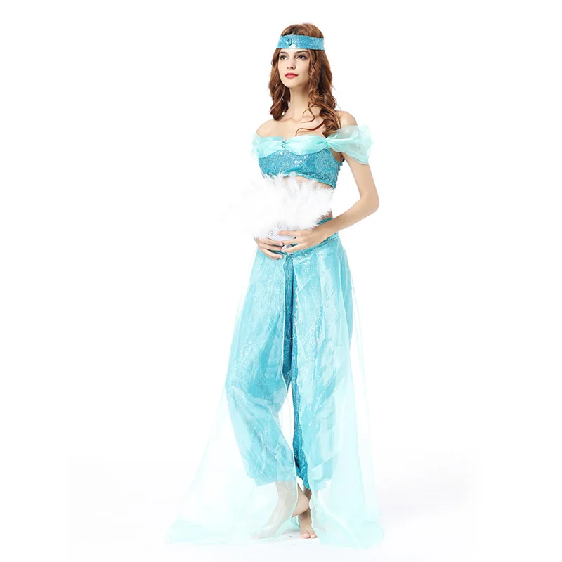 Fantasia Aladdin Jasmine Princess Costume for Adults Women Kigurumi Arab Princess Cosplay Fancy Dress Up Suit