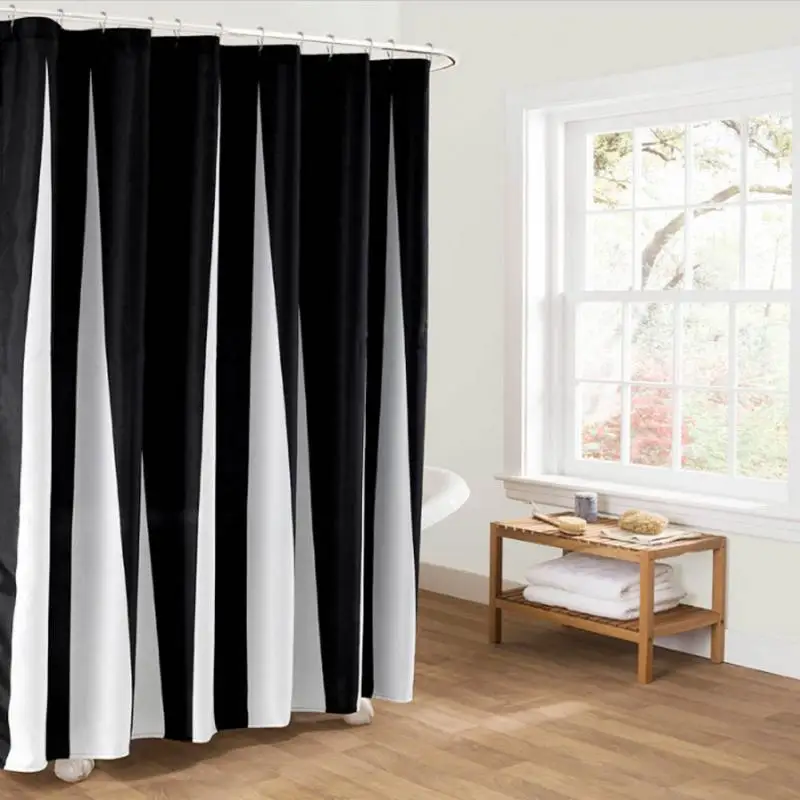 (senHome) 177*180cm shower curtains Waterproof Black And White Fabric