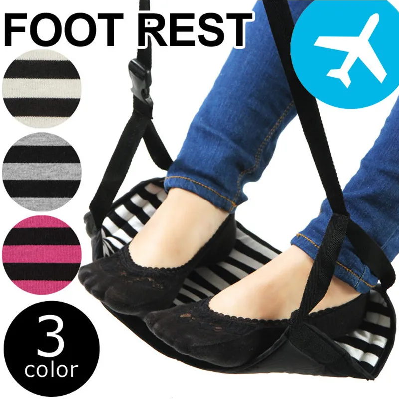 

ARRIES Portable Stripe Cotton Foot Hammock Aircraft Feet Rest Stand Carry-on Soft And Durable