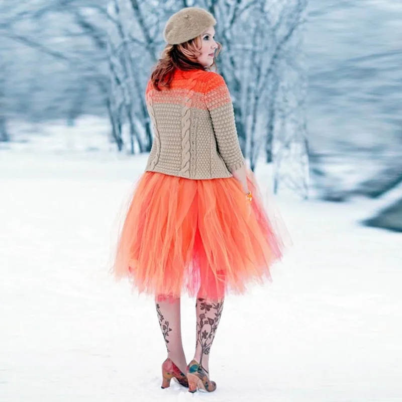 Mix-Color-Winter-Style-Puffy-Knee-Length-Tulle-Skirts-For-Women-Orange-ed-Tutu-Skirt-2017