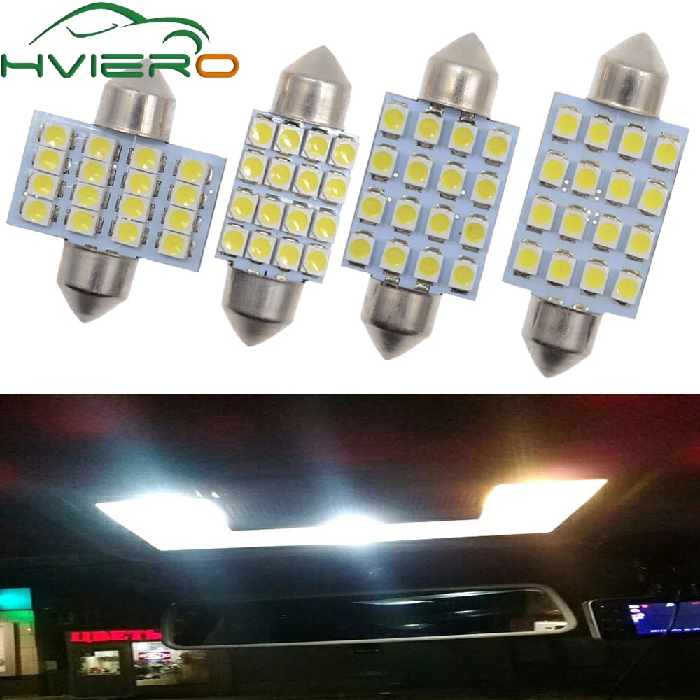 

10X 3528 1210 White 16LED Led Dome Festoon Door Light Reading Bulb 31mm 36mm 39mm 41mm Auto Roof Tail Lamp Trunk light DC12V