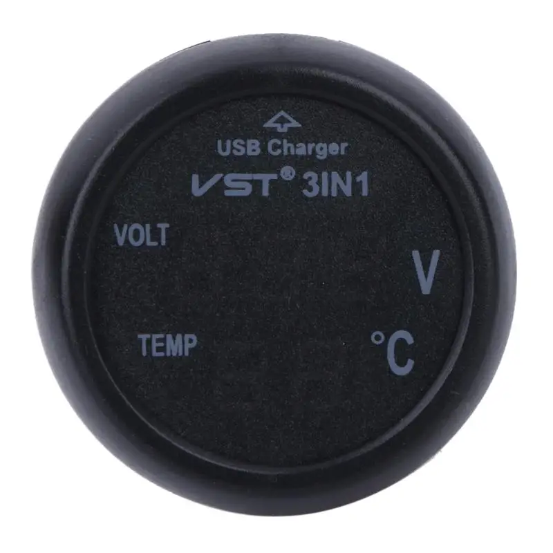 3in1 Цифровой вольтметр-Термометр 12/24V прикуривателя USB Автомобильное зарядное устройство Зарядное устройство