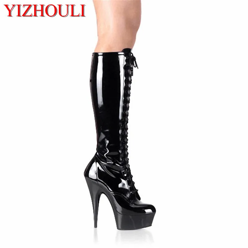 

Cool Patent Stylish 15cm Platforms High Heel Shoes, Pole Dance / Model Shoes, Mid Bootie, Sexy Knee-High Boots