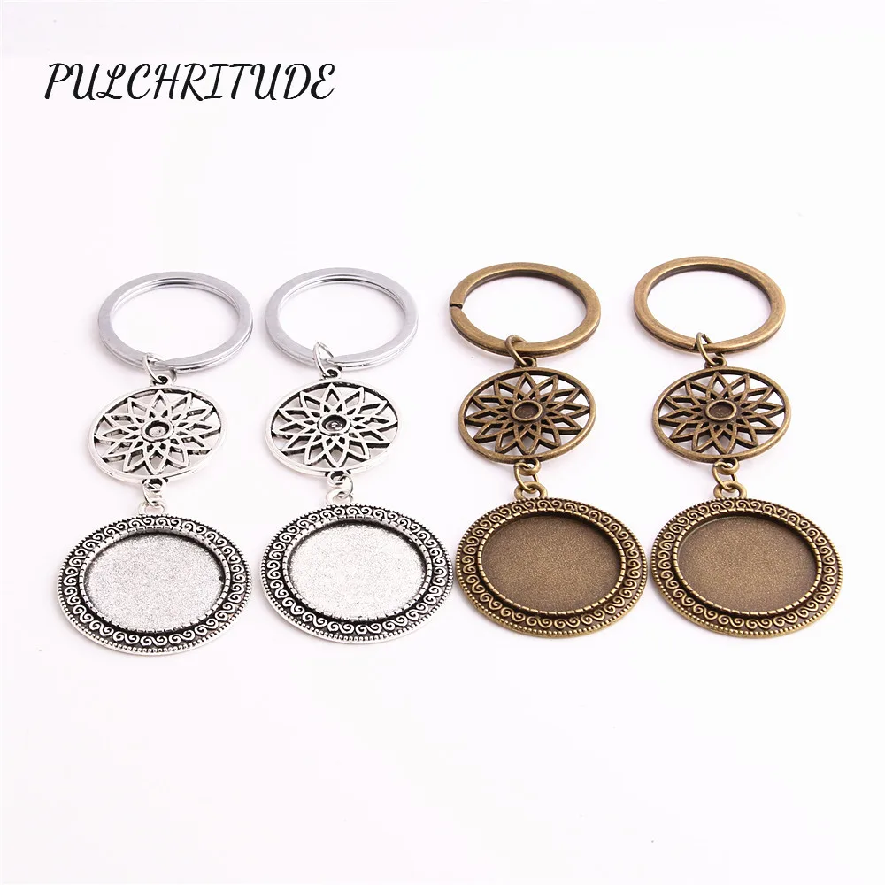 

PULCHRITUDE Metal Alloy Two Colors 3pcs Key Chain Dream Catcer Symbols Charm Fit 25mm Cabochon Setting Diy Jewelry Making C1609