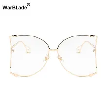 Для женщин мода жемчуг Очки Рамки Брендовые женские прозрачные линзы Очки уникальный глаз Очки Рамки женская половина круглые очки uv400