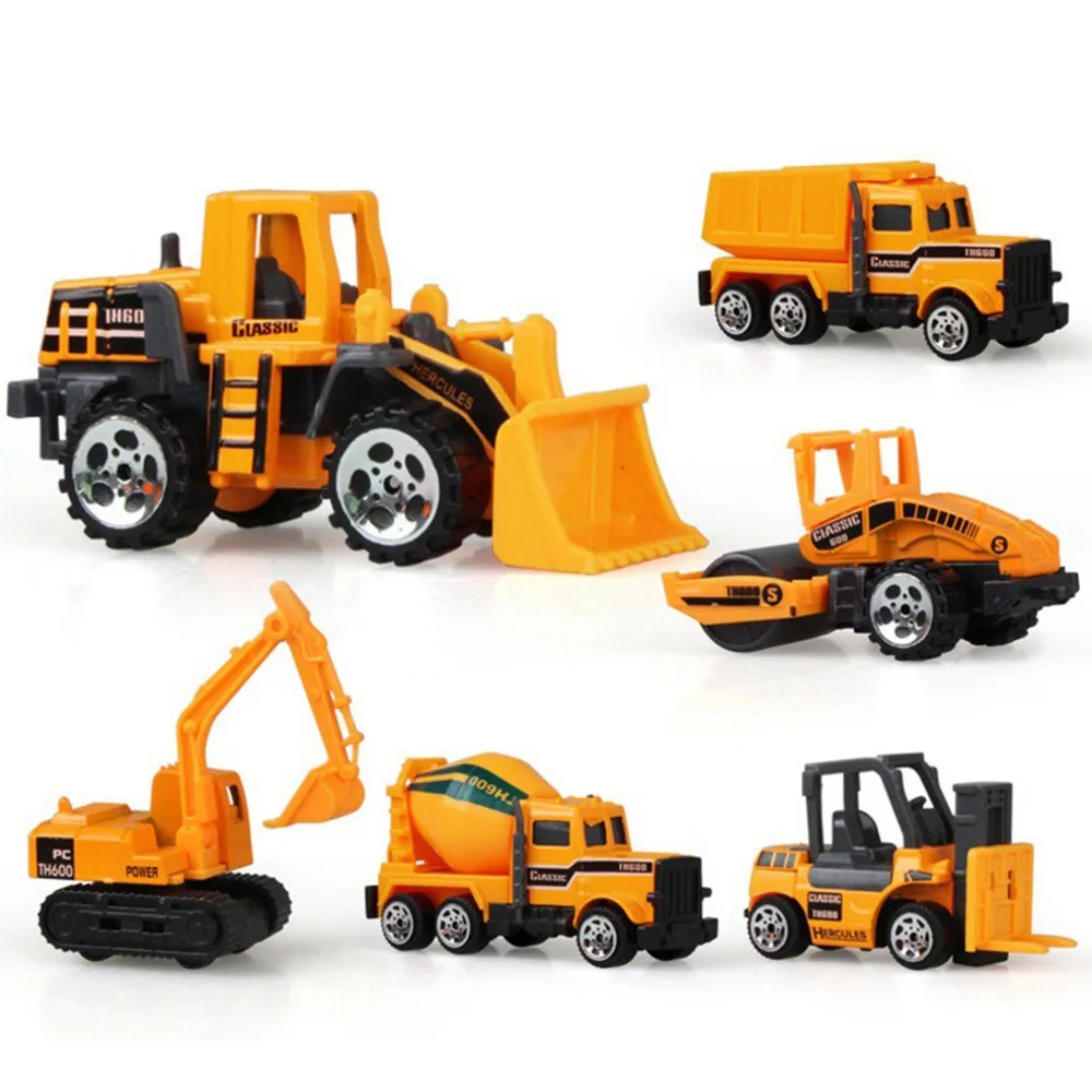6 Styles/Set Mini Alloy Engineering Car Construction Vehicle Off Road Models Classic Toy Tractor Dump Truck Kids Gift |