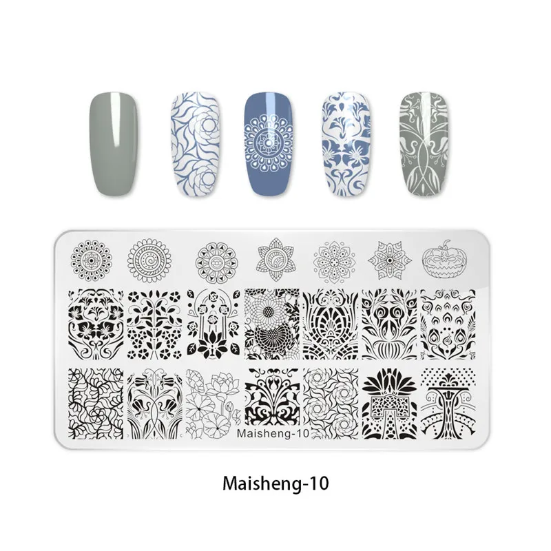 Maisheng-10 Маникюрная 1 шт. пластины для штамповки ногтей кружевные цветы геометрический узор Штамповка ногтей DIY Дизайн ногтей маникюр штамповка шаблон - Цвет: Maisheng-10