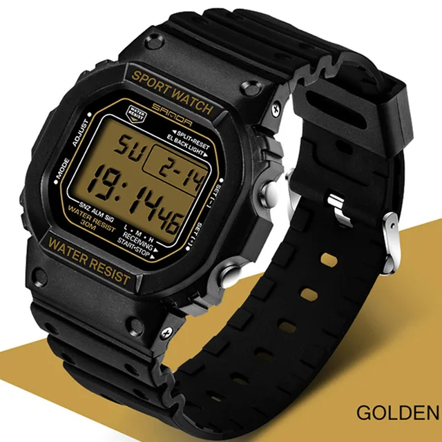 Брендовые наручные часы SANDA для мужчин G стиль водонепроницаемые спортивные военные часы шок Мужские Цифровые часы Relogio Masculino 329 - Цвет: Золотой