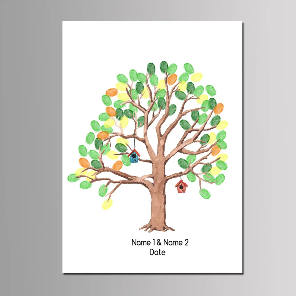 New DIY Money Tree Annual Meeting Fingerprint Signature Guest Book Wedding Party Decoration Printed Canvas Painting 50*70cm